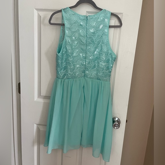 Mint Green Sparkly Semi Formal Dress - Picture 3 of 7